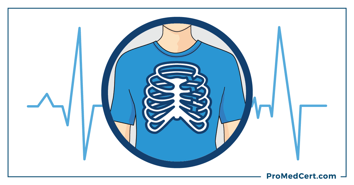 A graphic of a person’s broken ribs and heart rate